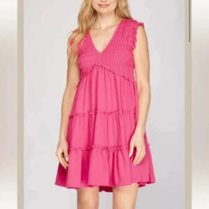 She+Sky Ruffled Sleeve Smocked Dress Size Medium‎